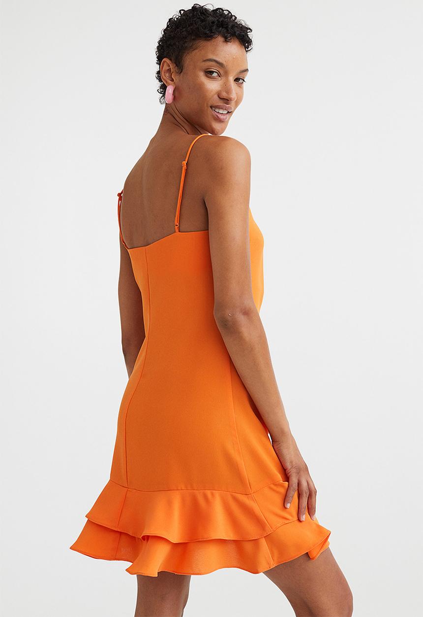 H&M - Flounce-hem crêpe dress - orange