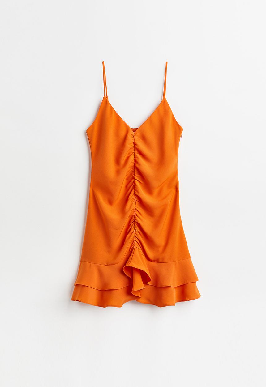 H&M - Flounce-hem crêpe dress - orange
