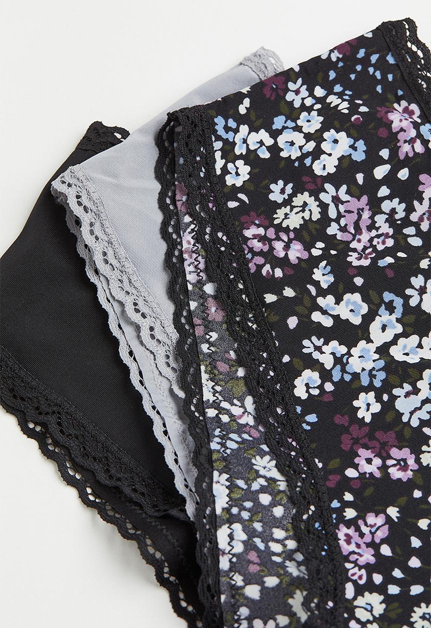 H&M - 3 Pack hipster briefs - black/floral