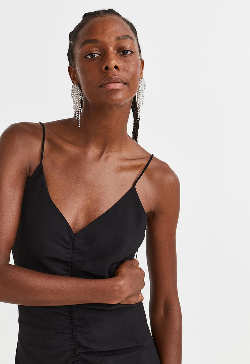 H&M - Flounce-hem crêpe dress - black