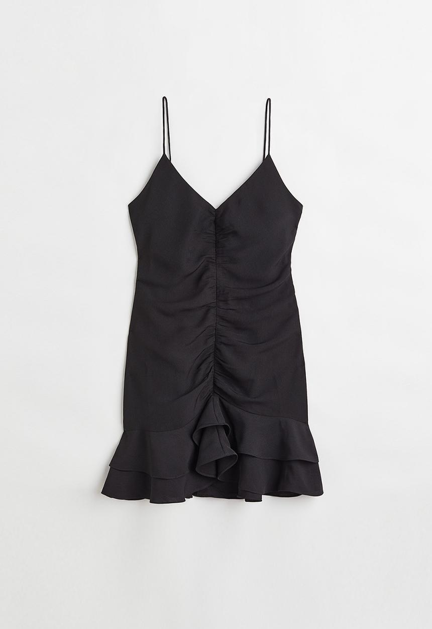 H&M - Flounce-hem crêpe dress - black