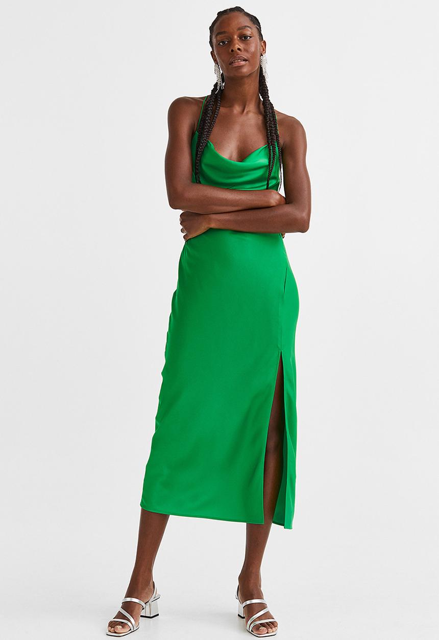 H&M - Satin slip dress - green