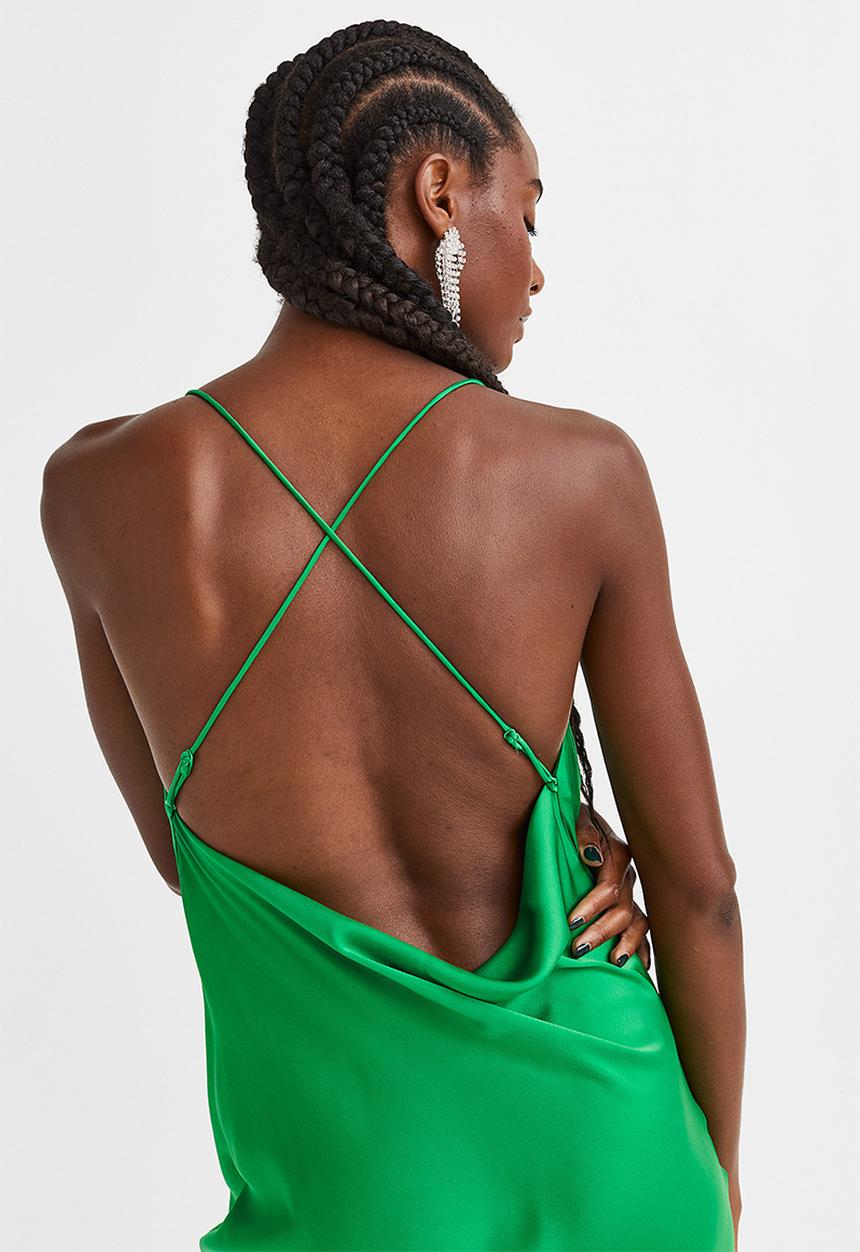 H&M - Satin slip dress - green