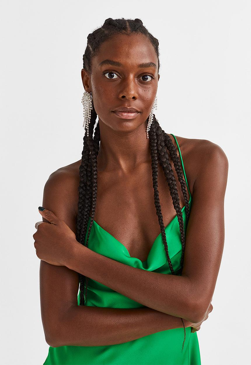 H&M - Satin slip dress - green
