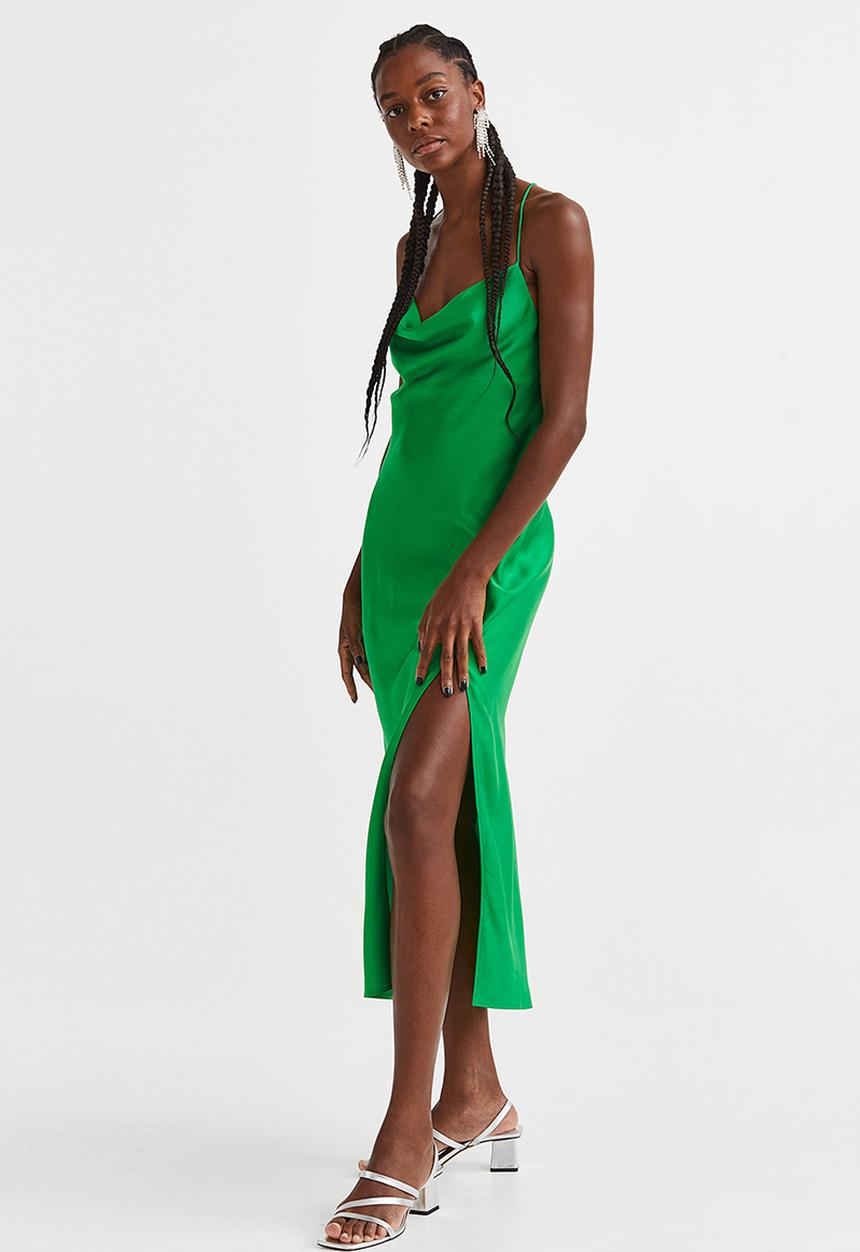 H&M - Satin slip dress - green