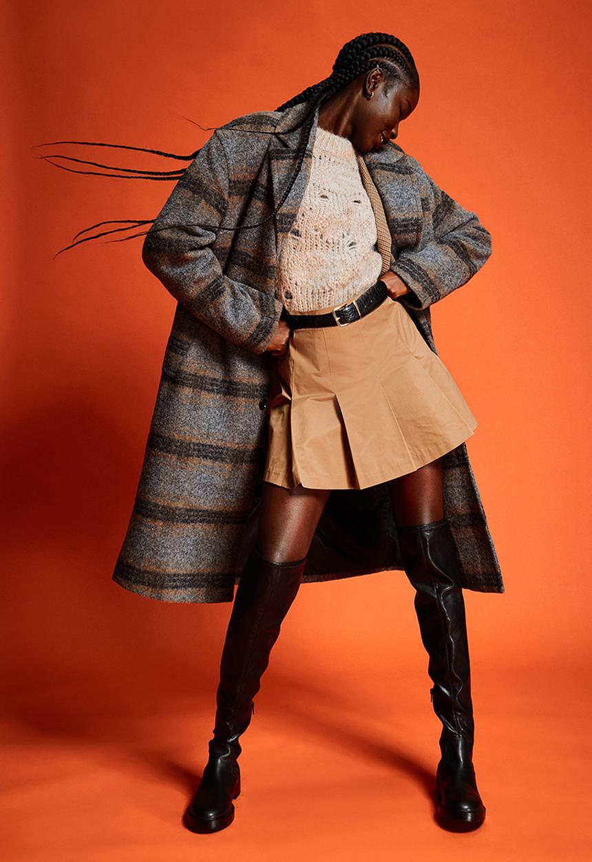 H&M - Pleated skirt - dark beige