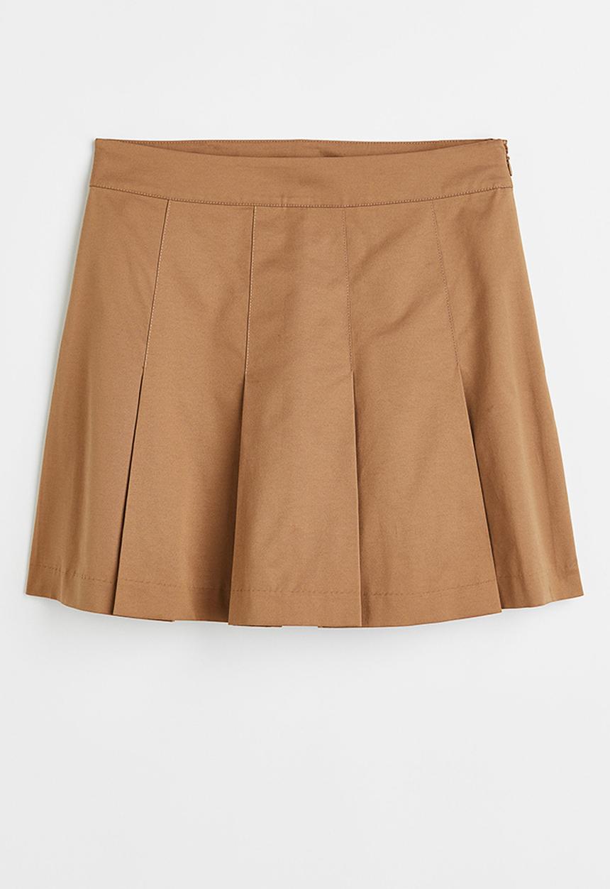 H&M - Pleated skirt - dark beige