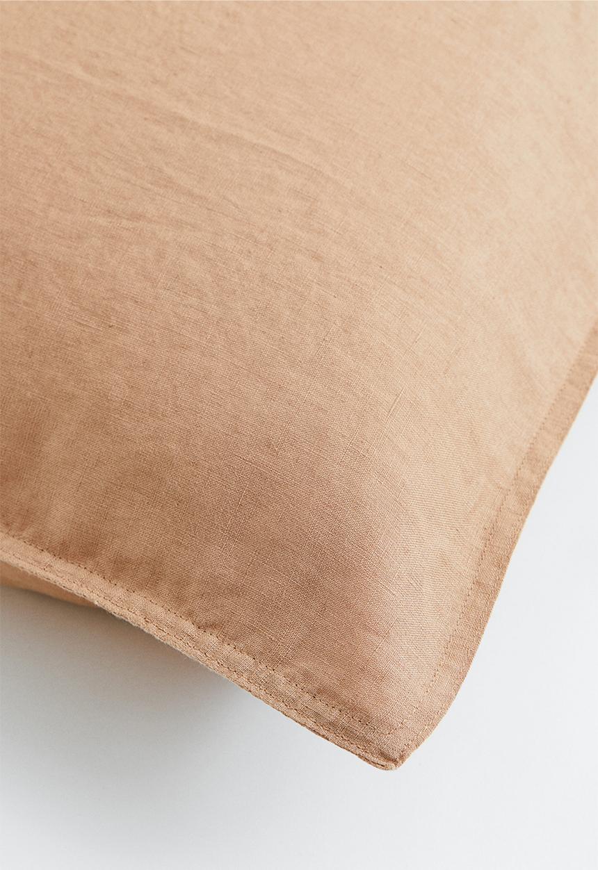 H&M - Washed linen pillowcase - beige