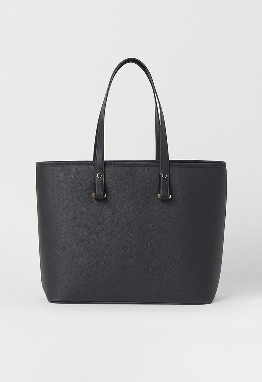 H&M - Imitation leather shopper - black