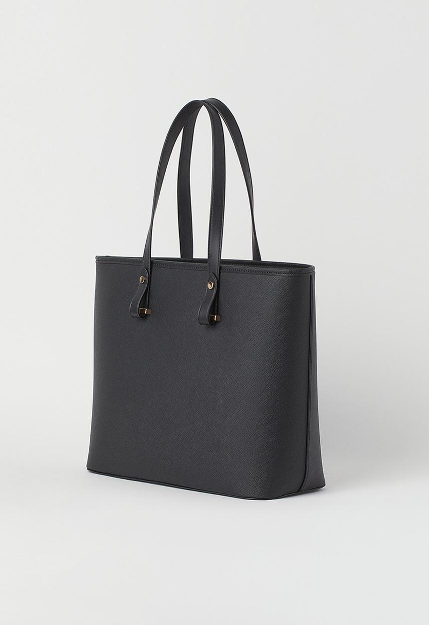 H&M - Imitation leather shopper - black