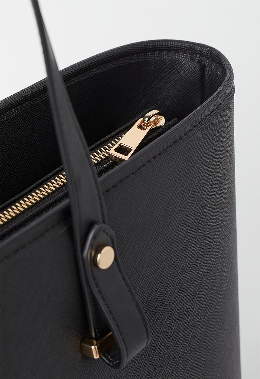 H&M - Imitation leather shopper - black
