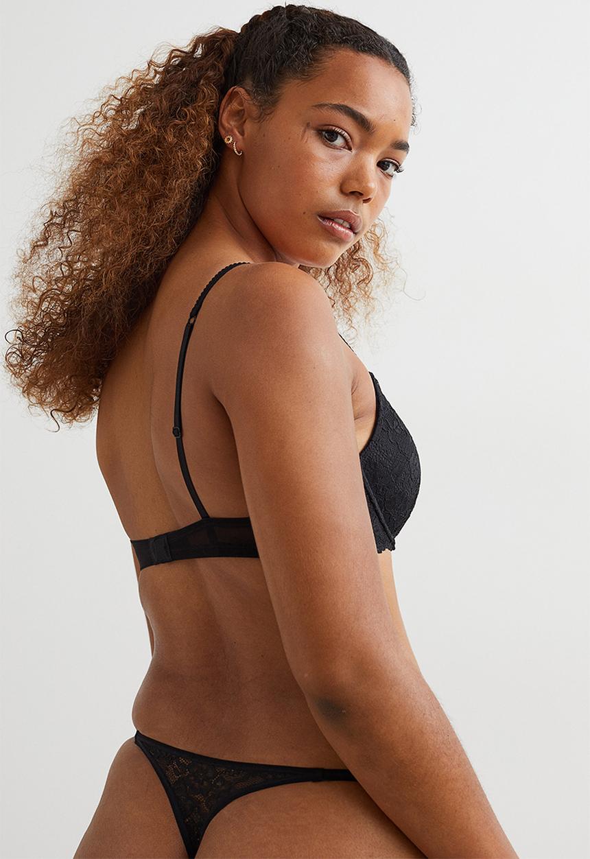 H&M - 3 Pack lace thong briefs - black