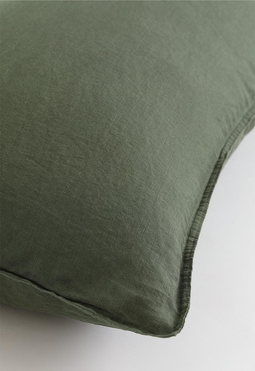 H&M - Washed linen pillowcase - green I