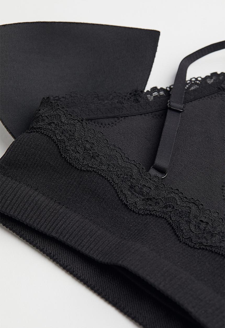 H&M - Seamless padded bra - black