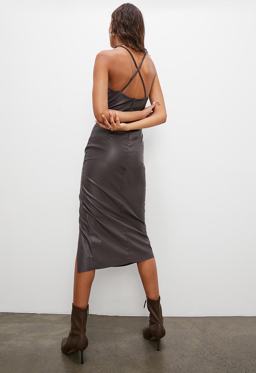 Superbalist - Pu slip dress - deep mahogany