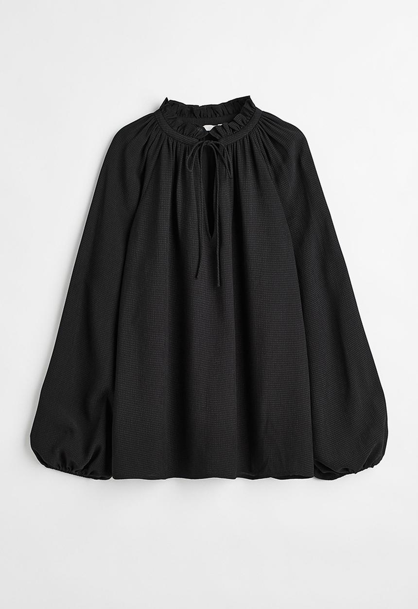 H&M - Tie-detail blouse - black