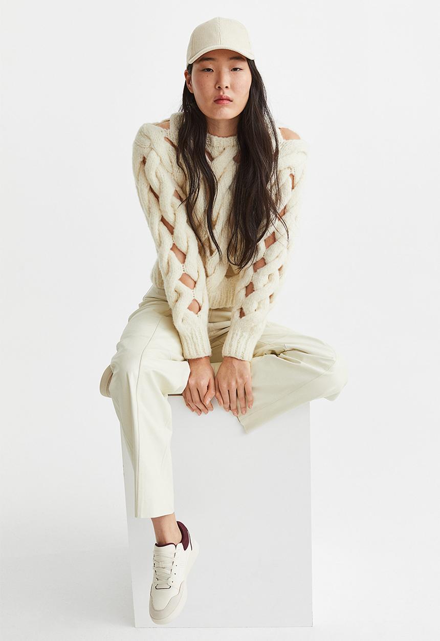 H&M - Trainers - cream & burgundy 