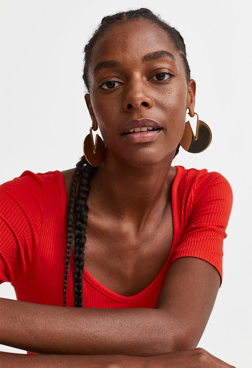H&M - Ribbed jersey dress - red