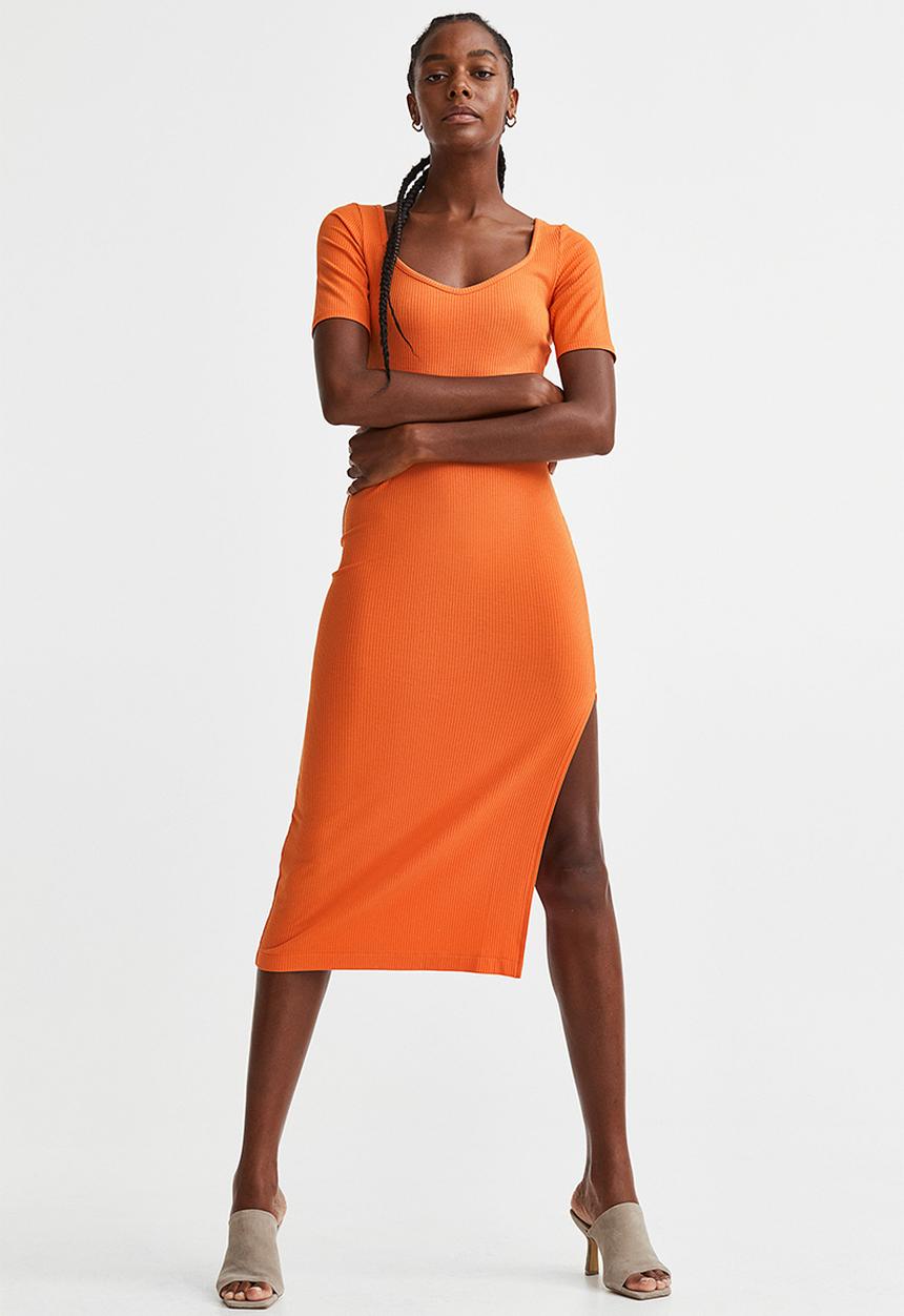 H&M - Ribbed jersey dress - orange