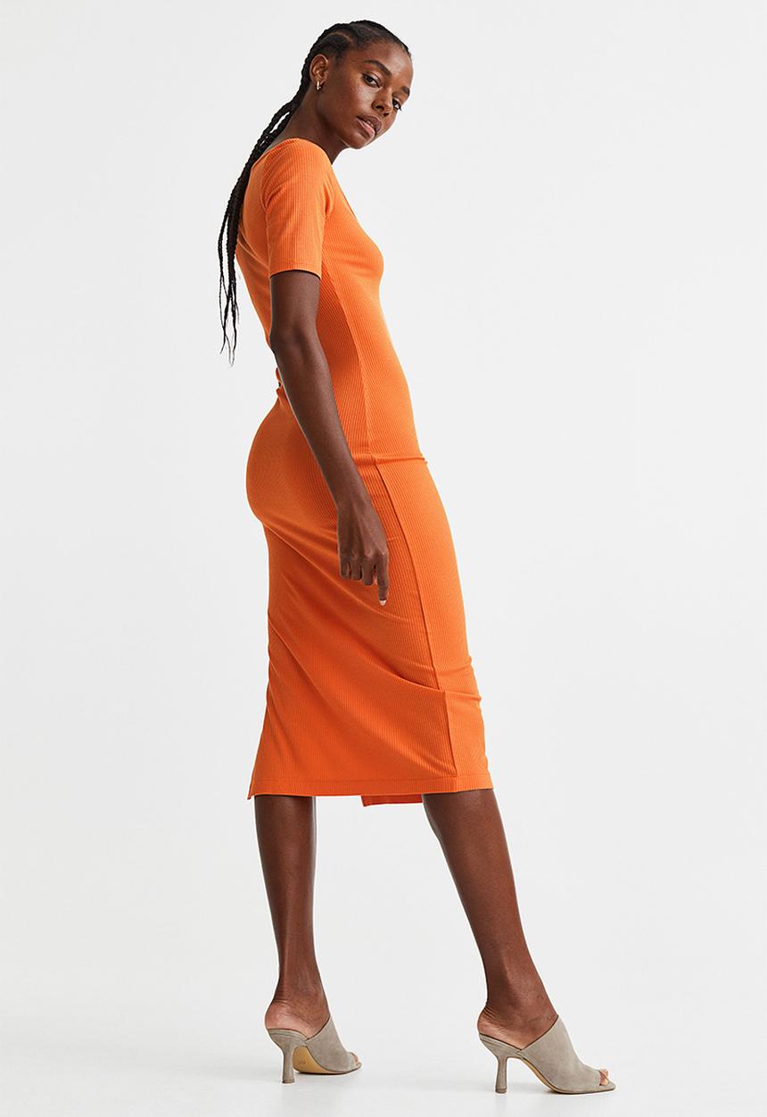 H&M - Ribbed jersey dress - orange