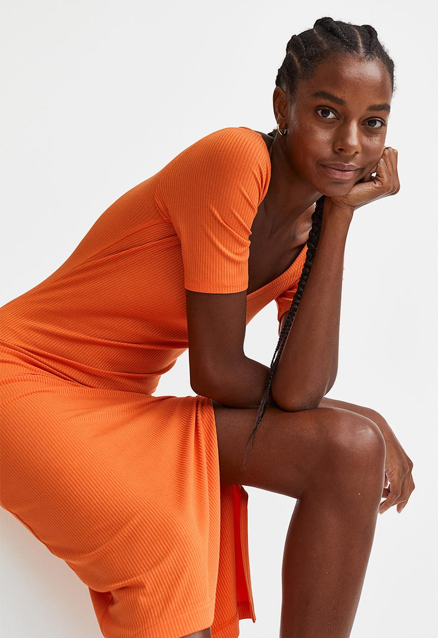 H&M - Ribbed jersey dress - orange
