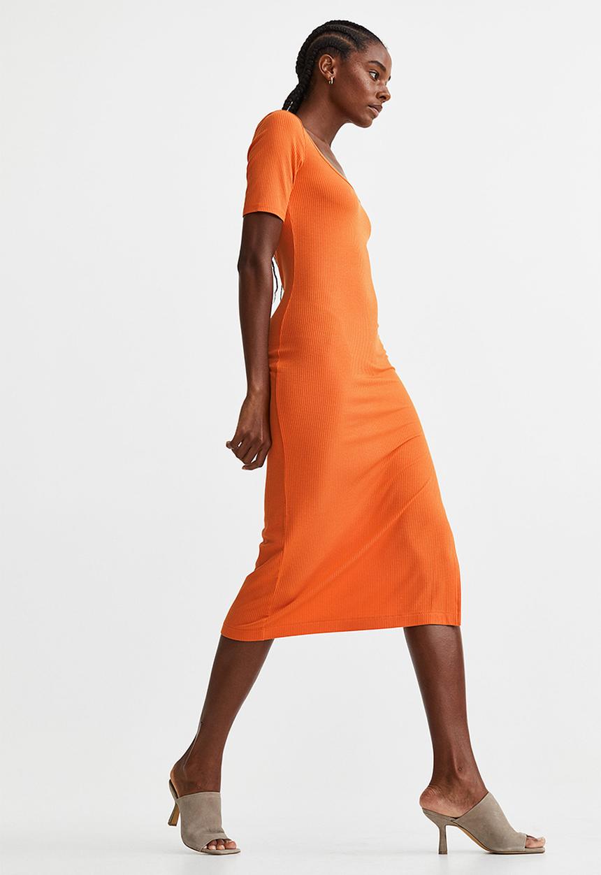 H&M - Ribbed jersey dress - orange