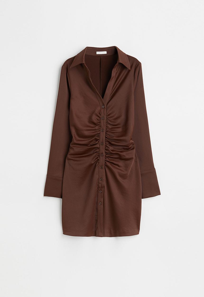 H&M - Draped crêpe dress - dark brown