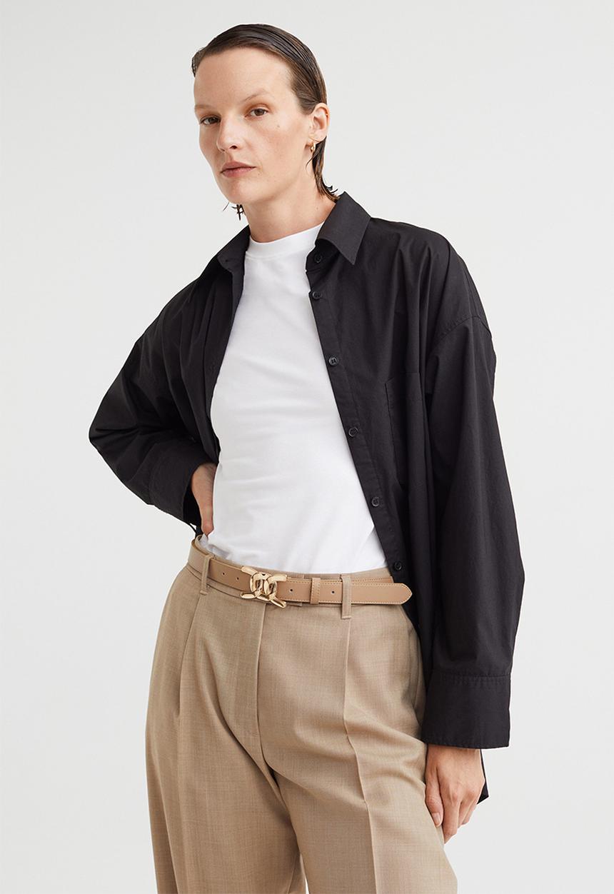 H&M - Narrow belt - dark beige 