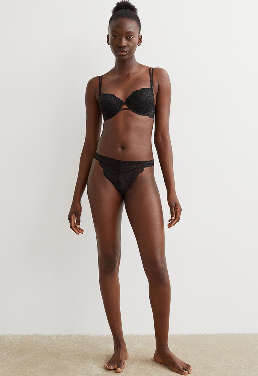 H&M - Lace push-up bra - black 