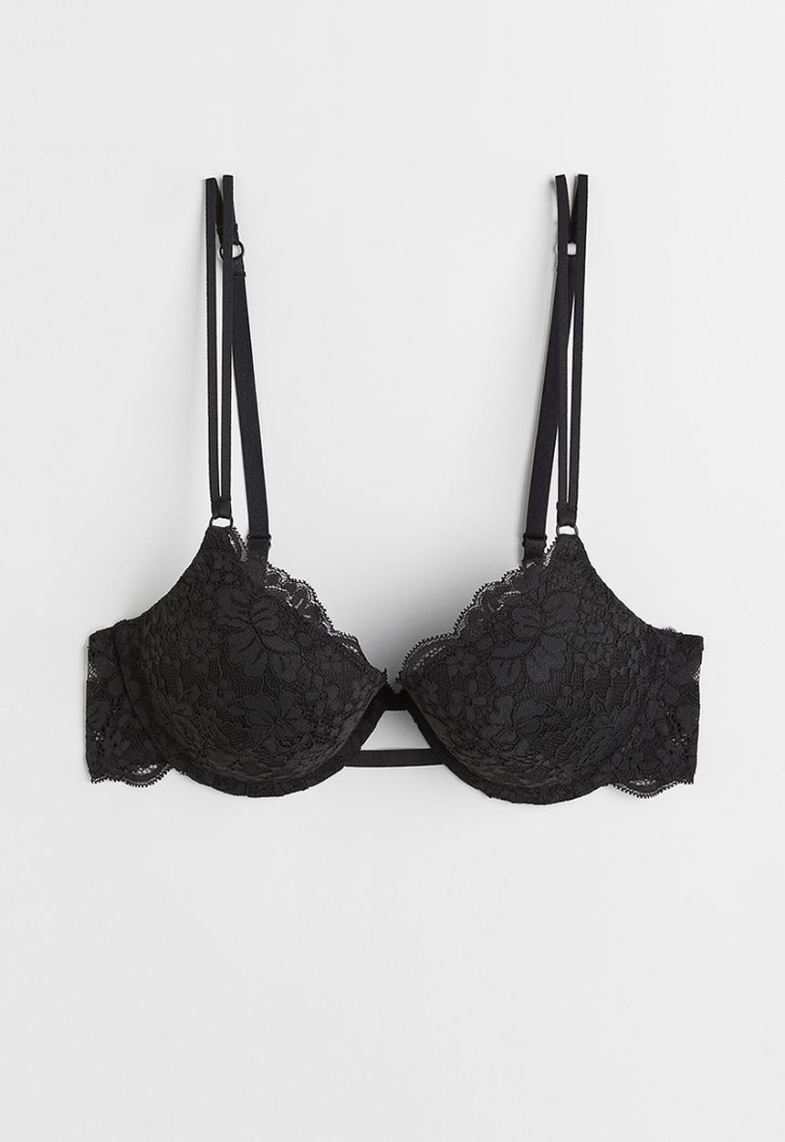 H&M - Lace push-up bra - black 