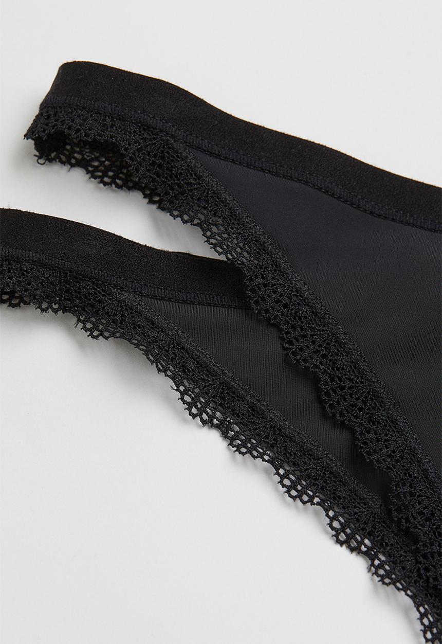 H&M - 3 Pack microfibre thong briefs - black