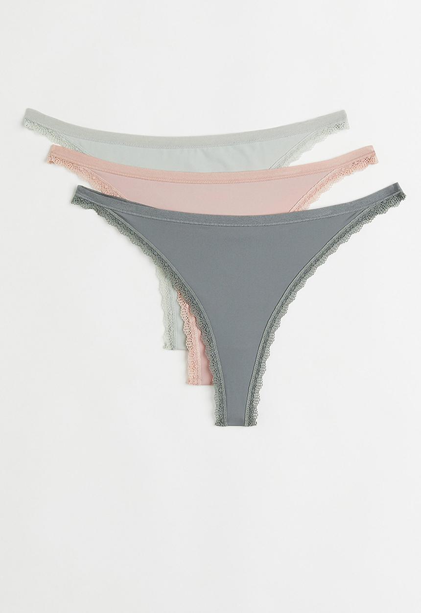 H&M - 3 Pack microfibre thong briefs - multi