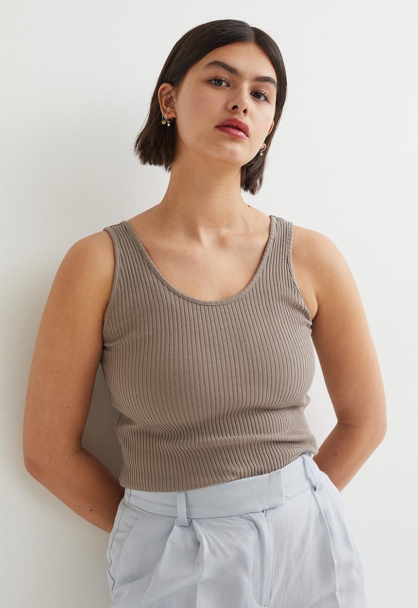 H&M - Ribbed vest top - mole