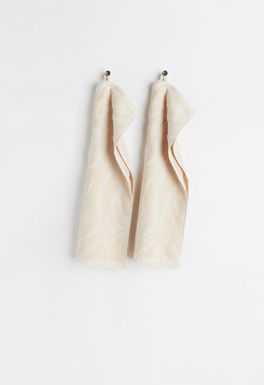 H&M - 2-pack jacquard-weave guest towels - beige