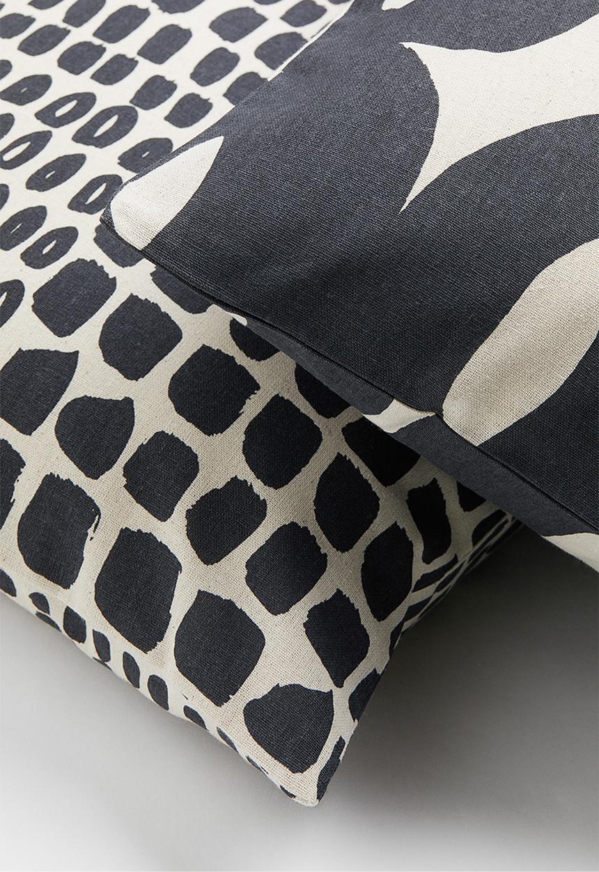 H&M - 2-pack patterned cotton cushion covers - grey/multi