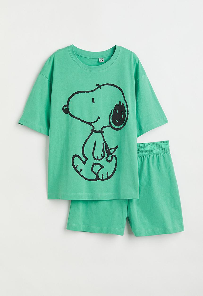 H&M - Cotton jersey pyjamas - green/snoopy 