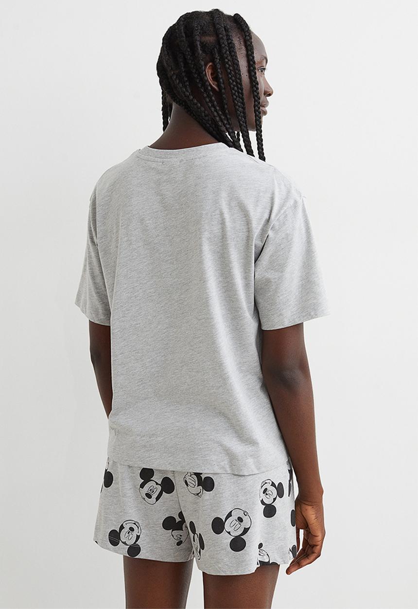 H&M - Cotton jersey pyjamas - grey marl/mickey mouse