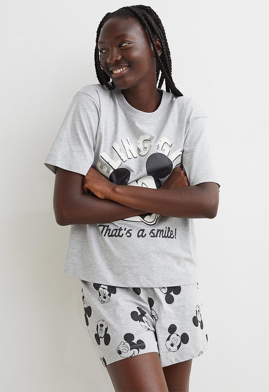 H&M - Cotton jersey pyjamas - grey marl/mickey mouse