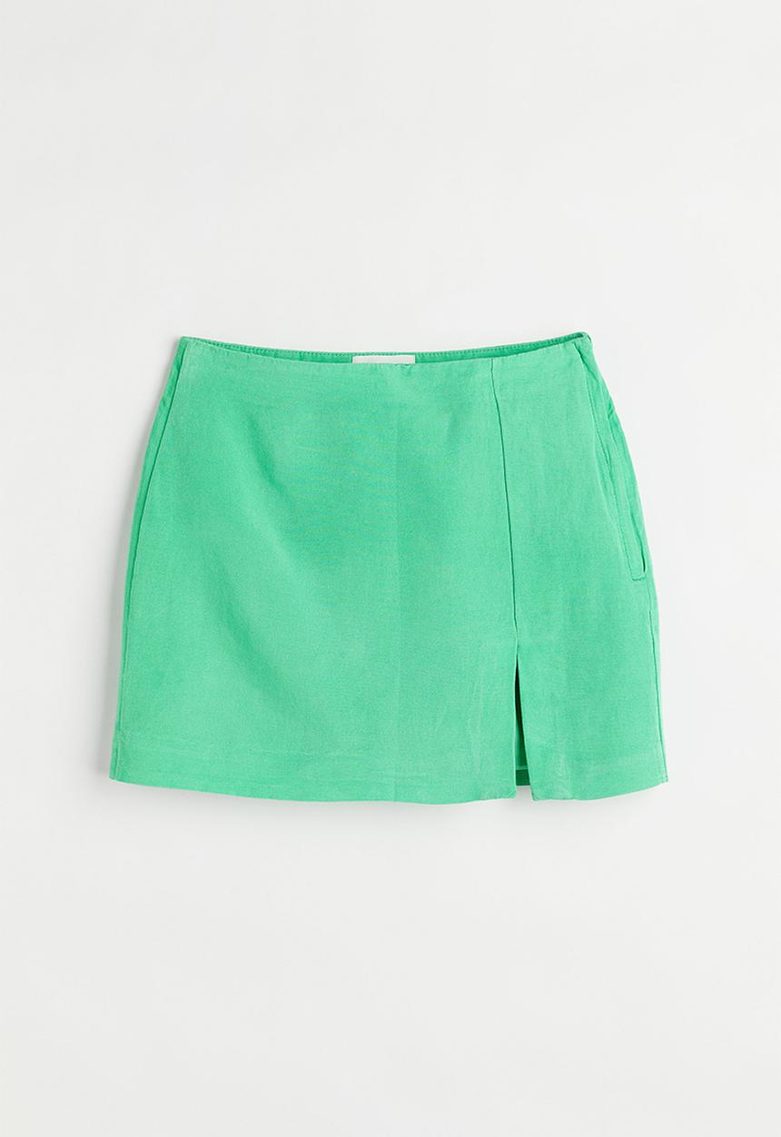 H&M - Short linen-blend skirt - green