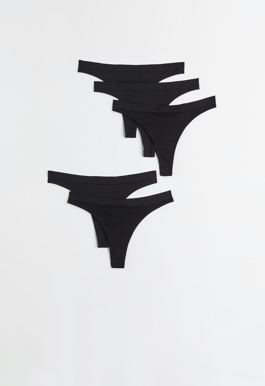 H&M - 5 Pack seamless thong briefs - black