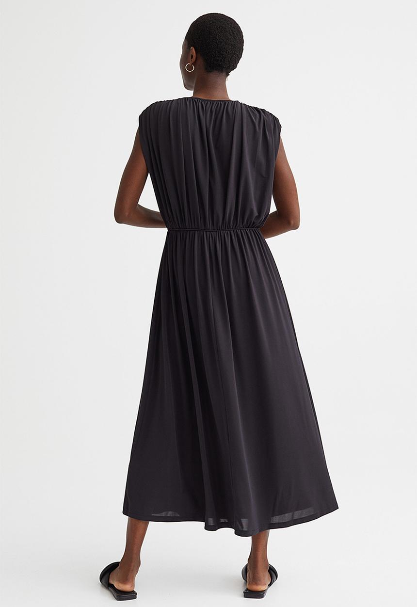 H&M - Long gathered dress - black
