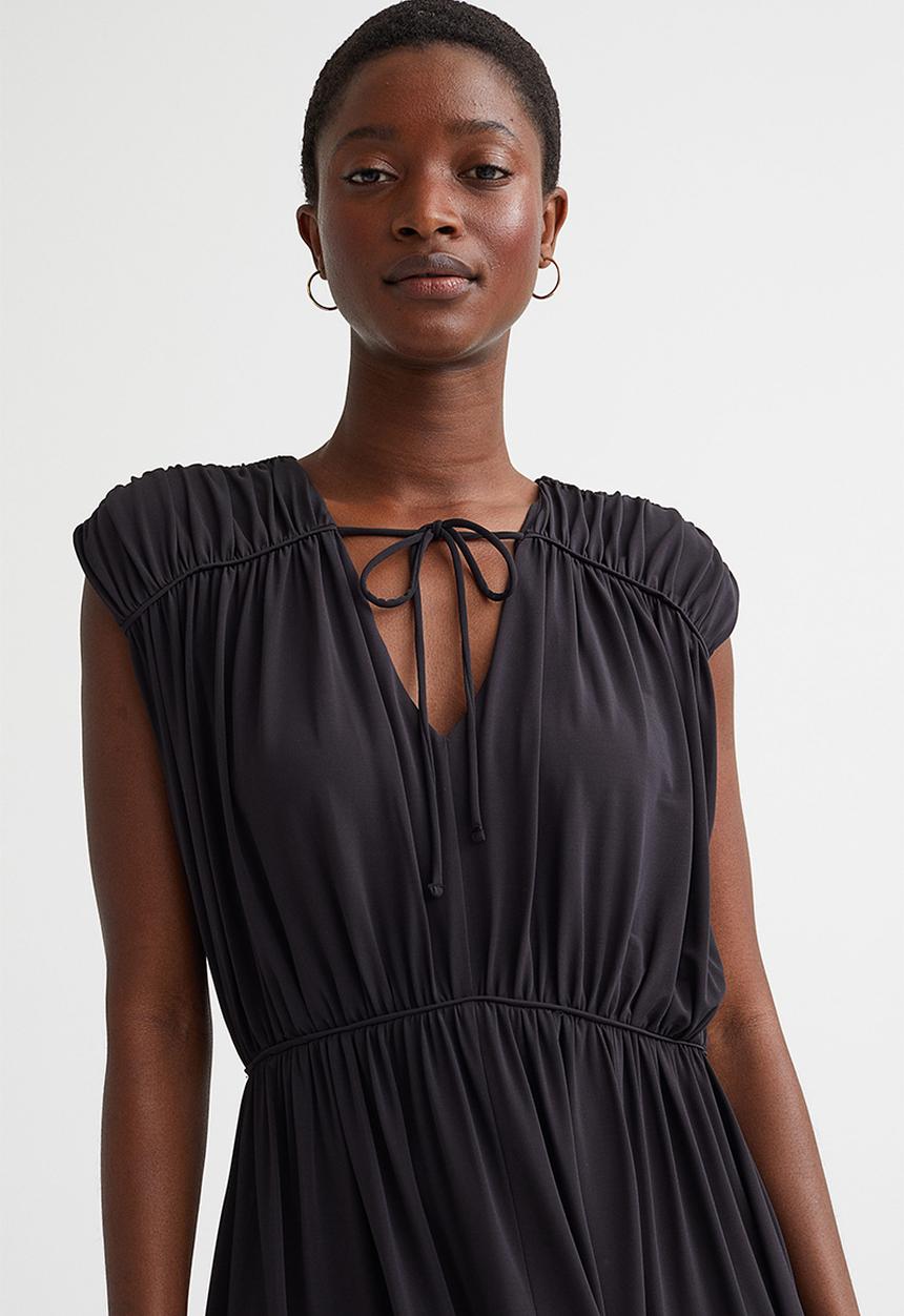 H&M - Long gathered dress - black