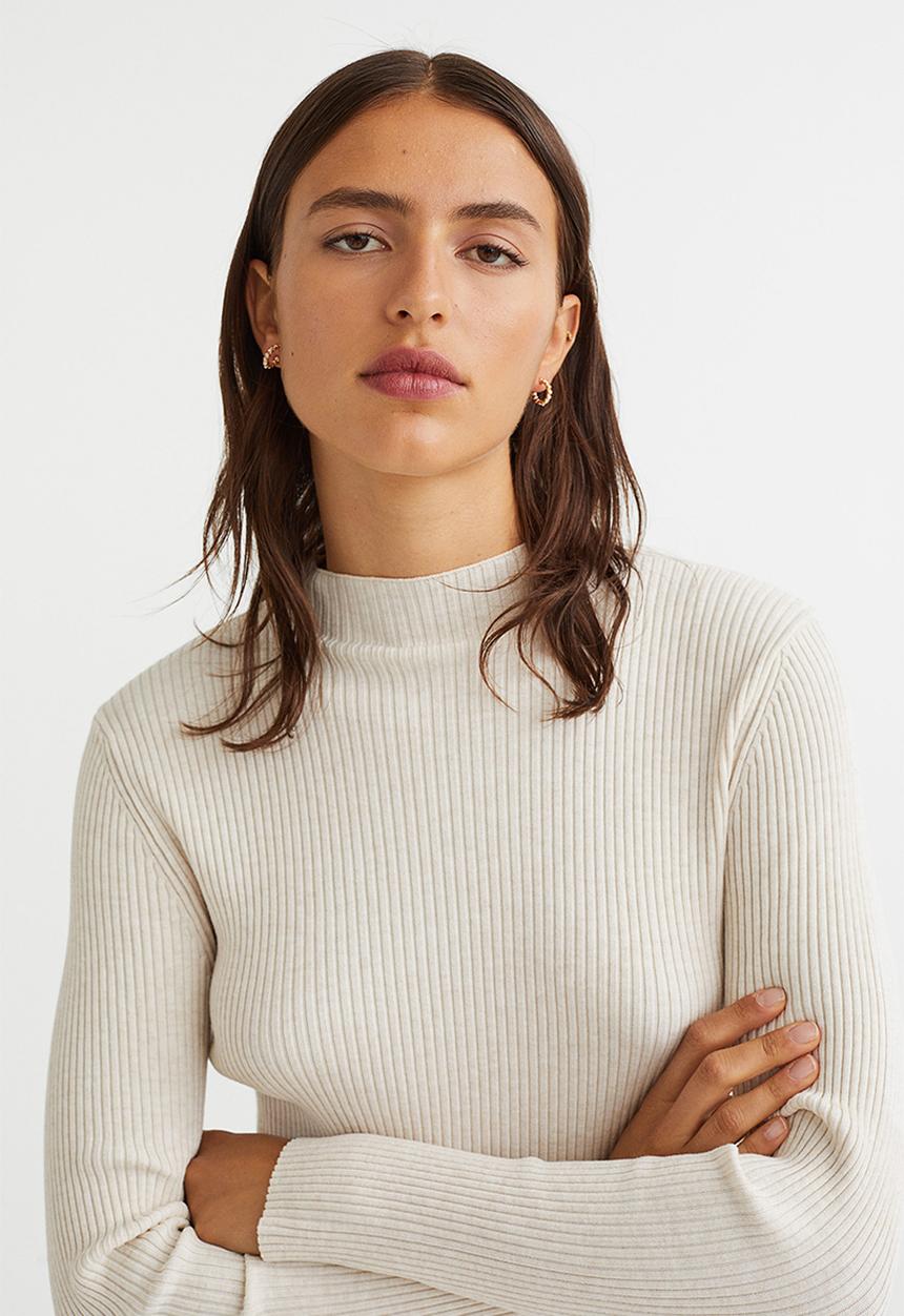 H&M - Rib-knit jumper - natural white marl
