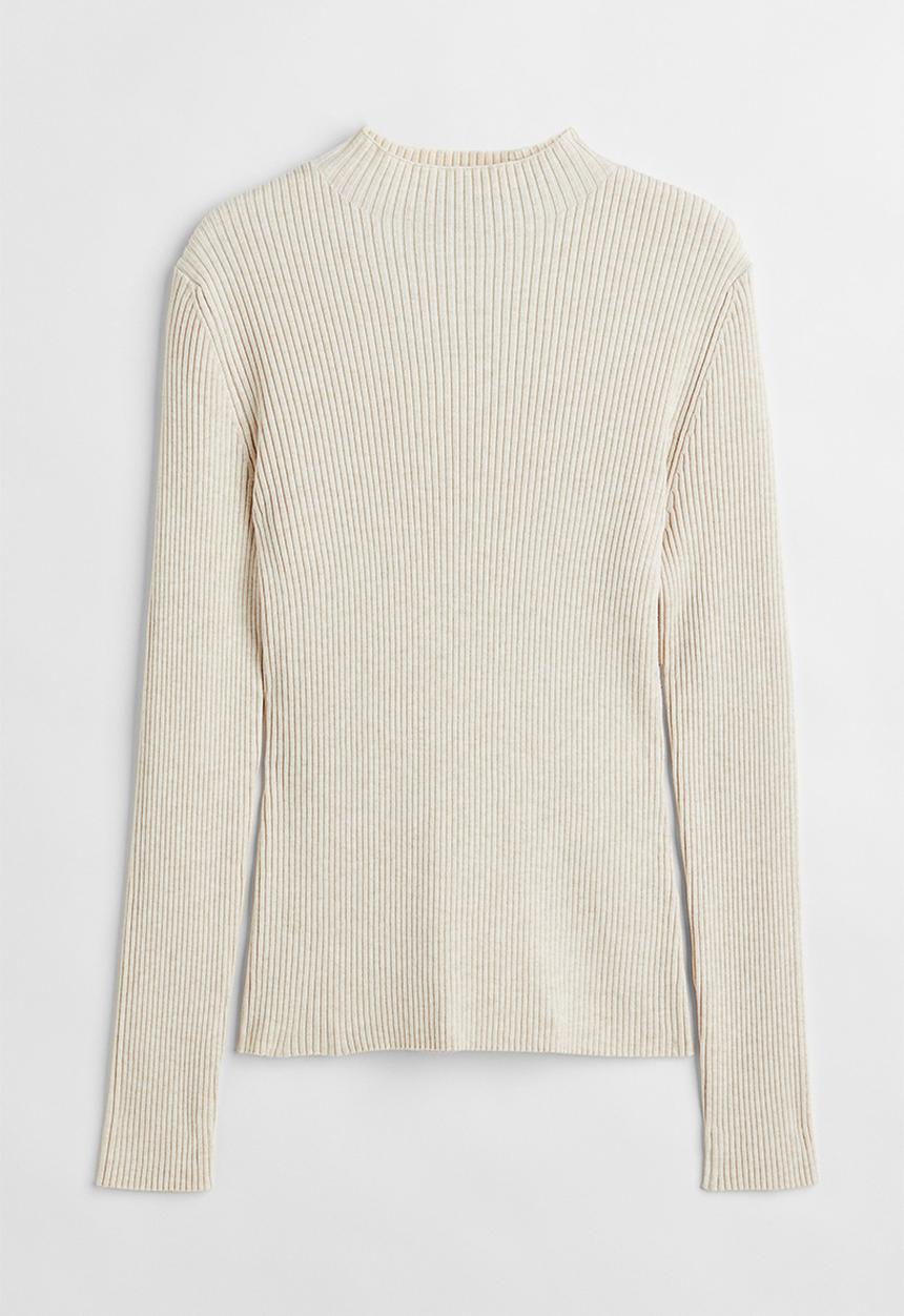 H&M - Rib-knit jumper - natural white marl