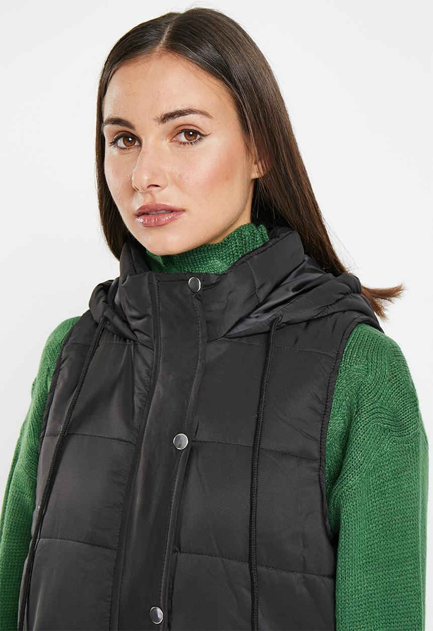 dailyfriday - Hooded longline gilet - black