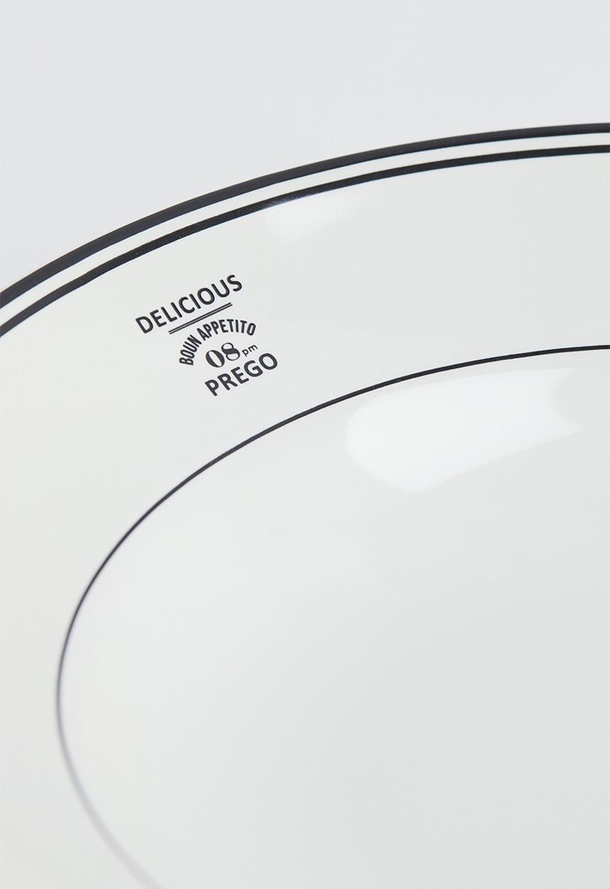 H&M - Deep stoneware plate - multi/white