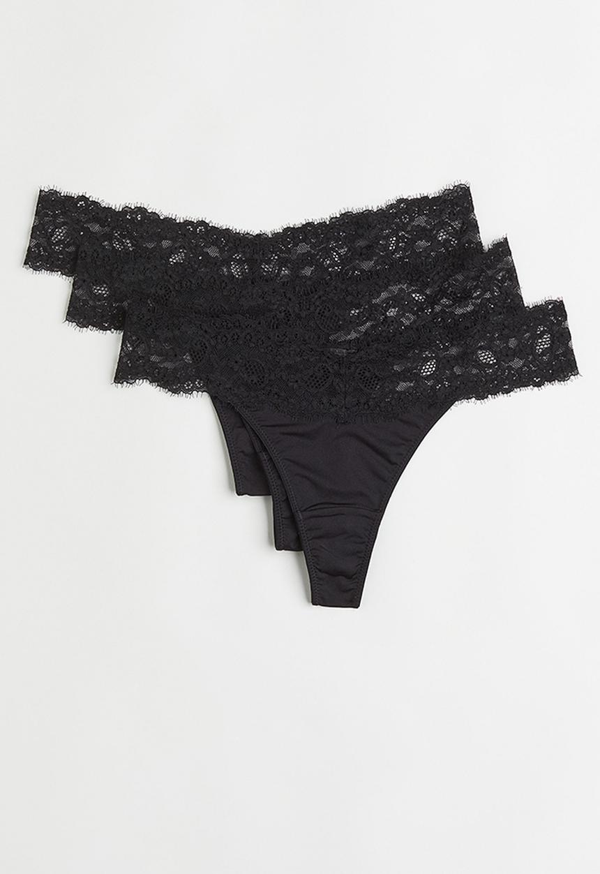 H&M - 3 Pack thong briefs - black