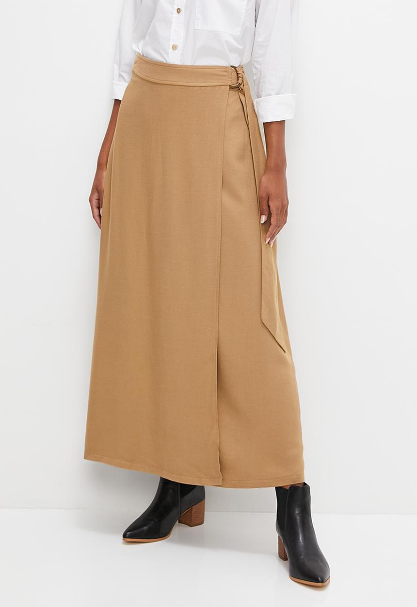 edit - Midi wrap skirt - tobacco