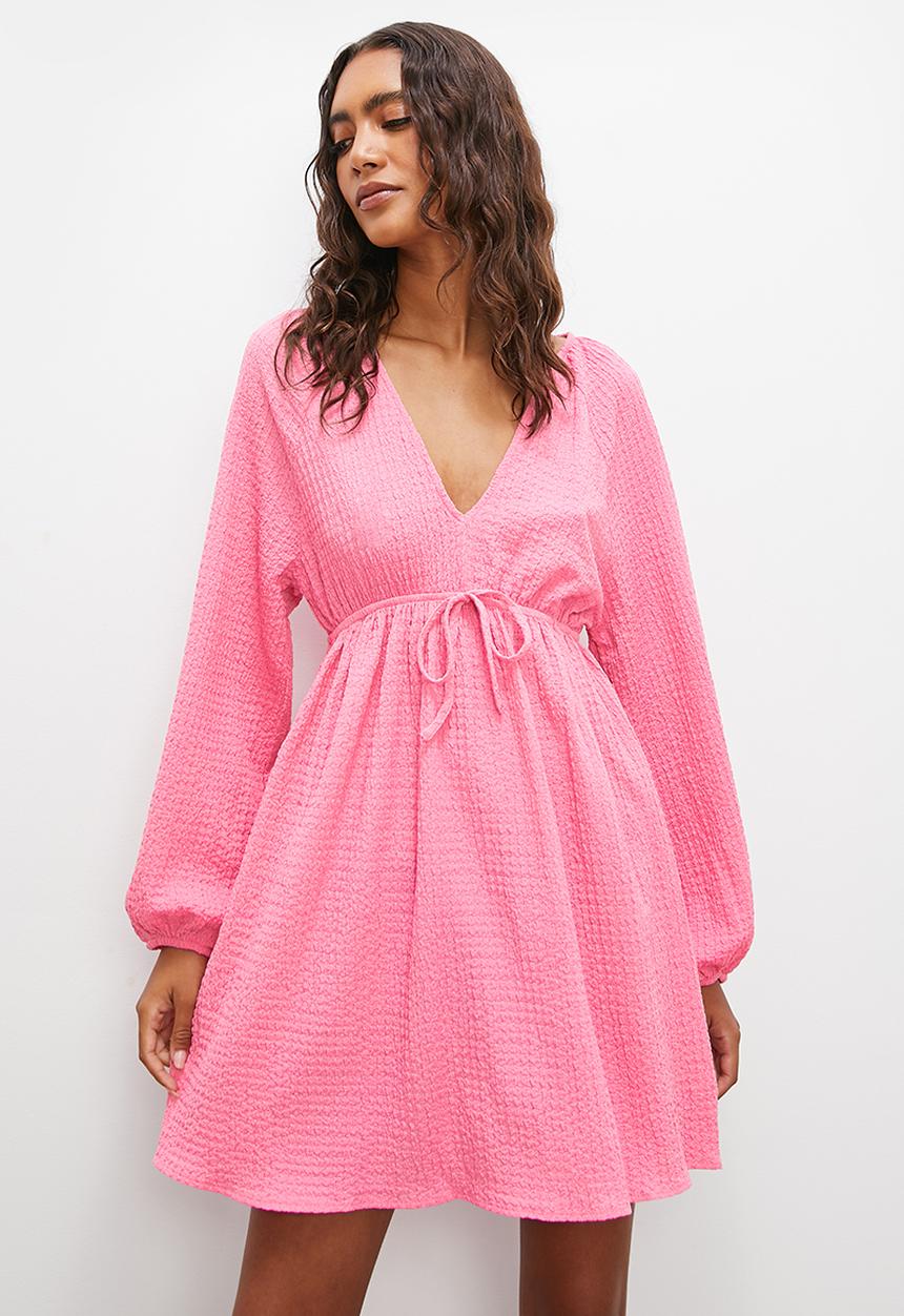 Superbalist - Tie front empire mini dress - pink