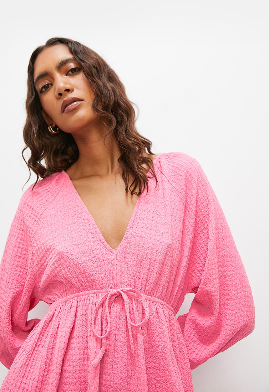 Superbalist - Tie front empire mini dress - pink